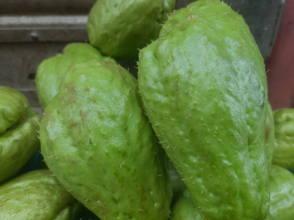 Skush or Iskush [Nepali name], Chayote [English name]. Also called as vegetable pear