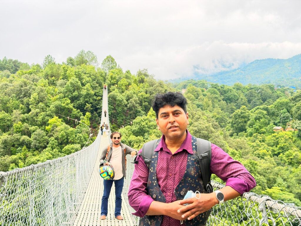 Mr. Universe on Pharping Suspension Bridge